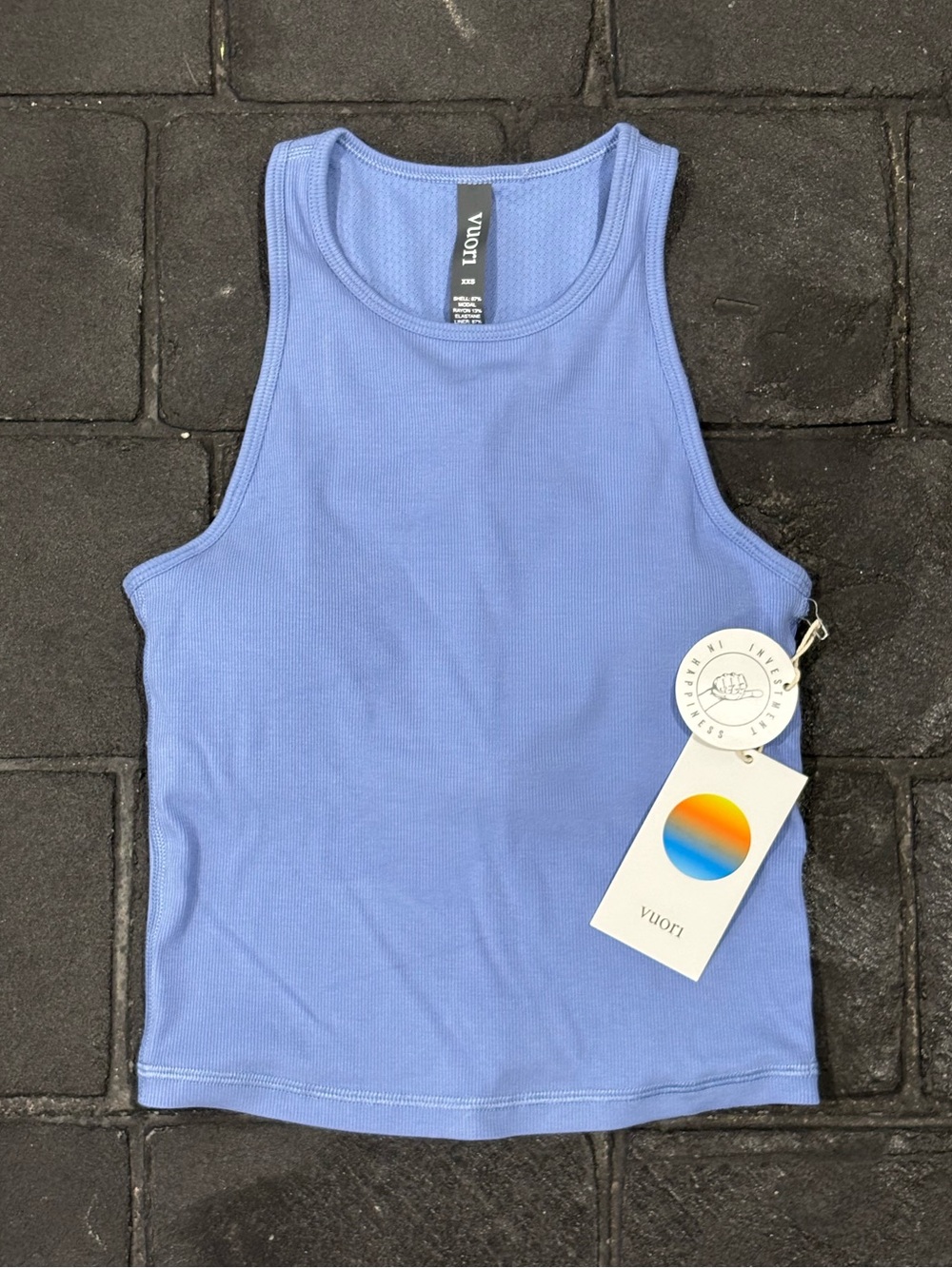 Vuori Women's Pose Plyo Tank top built in bra size XXS Bluebell NWT